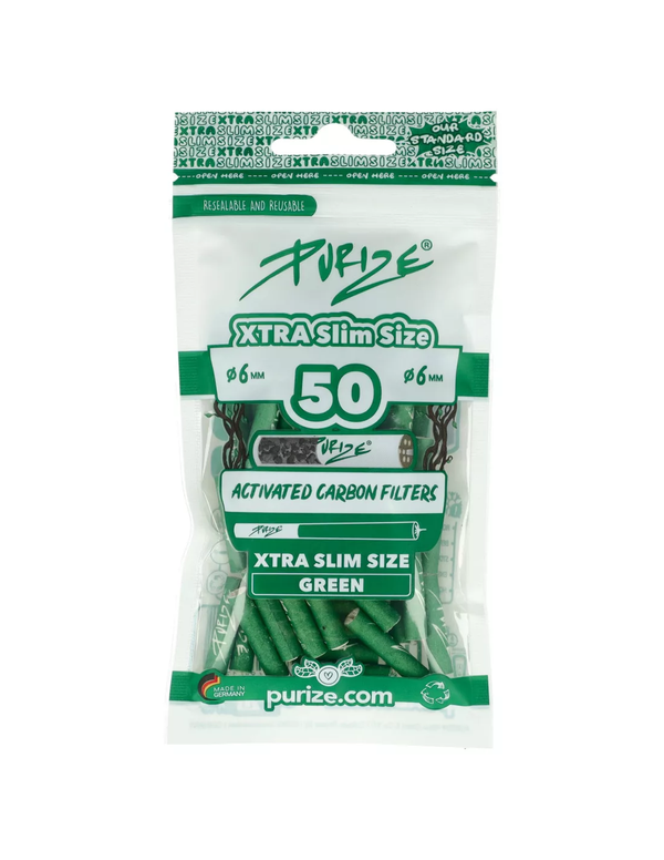 Filtry węglowe Purize Xtra Slim Green 50 szt.